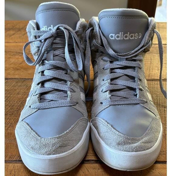 ADIDAS Mens Gray White Neo Label Sneakers High Top Shoes Size 8 - Picture 2 of 10